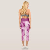 Leggings Capri Fleurs encrées Abstraites rose (Verso)