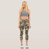 Leggings Capri Fleurs et Feuilles de palmiers dans les tons beige (Recto)