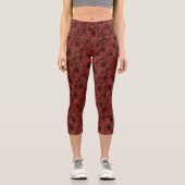 Leggings Capri Fleurs Faisées En Bourgogne Motif Nature (Recto)