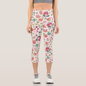 Leggings Capri Fleurs florales roses et mignonnes (Recto)