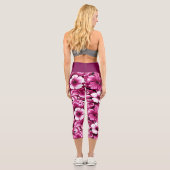 Leggings Capri Fleurs hawaïennes tropicales Hibiscus rose blanc (Verso)