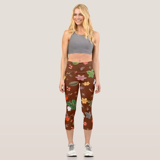 Leggings Capri Fleurs jaunes et roses blanches 12 (Recto)