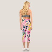Leggings Capri Fleurs Jaunes Jolies Rose Florales (Verso)
