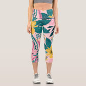 Leggings Capri Fleurs Jaunes Jolies Rose Florales (Recto)