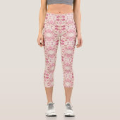 Leggings Capri Fleurs modernes roses mignonnes motif Haut basket (Recto)