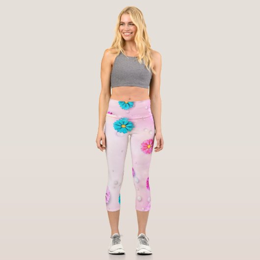 Leggings Capri Fleurs Motif 7 (Recto)