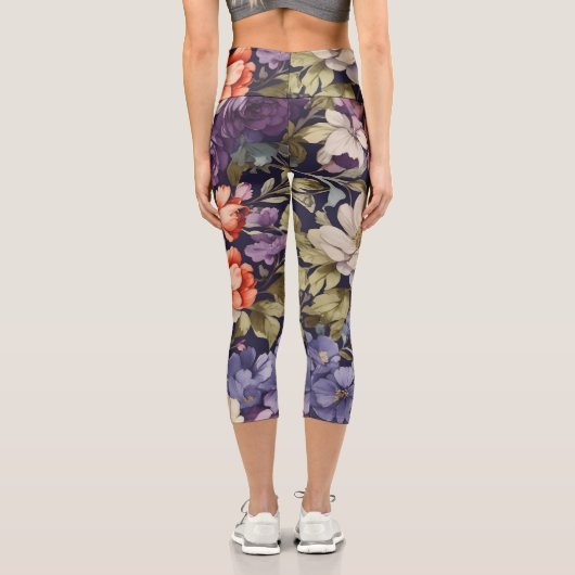 Leggings Capri Fleurs mystiques Cadeaux de retraite personnalisés (Verso)