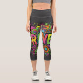 Leggings Capri Fleurs néon RAVE (Recto)