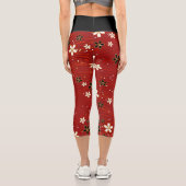 Leggings Capri Fleurs noires et blanches (Verso)