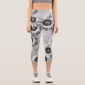 Leggings Capri Fleurs noires et blanches (Recto)
