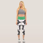 Leggings Capri Fleurs Noires Et Vert (Recto)