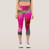 Leggings Capri Fleurs roses au soleil (Recto)