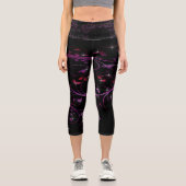 Leggings Capri Fleurs roses chaudes (Recto)