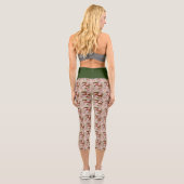 Leggings Capri Fleurs roses du serpent de maïs vert (Verso)