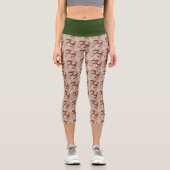 Leggings Capri Fleurs roses du serpent de maïs vert (Recto)