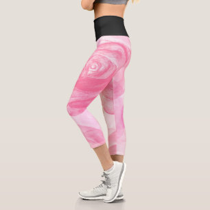 Leggings Capri Fleurs roses Et Noir