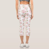 Leggings Capri Fleurs roses, Roses roses, Fleurs Aquarelles (Verso)