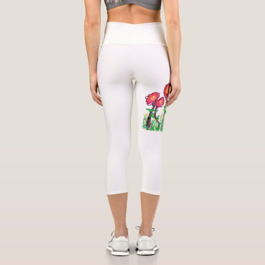 Leggings Capri Fleurs rouges (Verso)