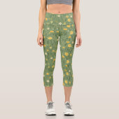 Leggings Capri Fleurs sauvages sur le vert (Recto)