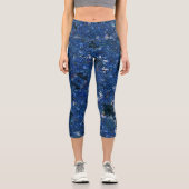 Leggings Capri Fleurs stylisées en bleu profond Impression floral (Recto)