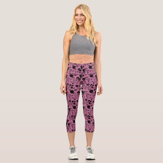 Leggings Capri Fleurs sur net 01.wx4 Pink BG (Recto)