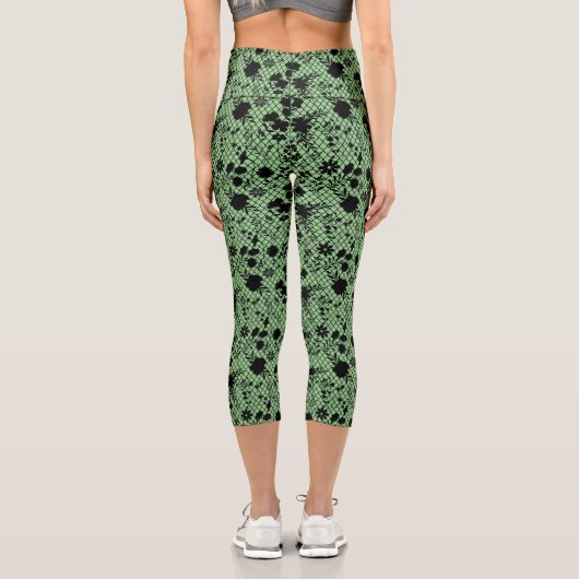 Leggings Capri Fleurs sur net 01.wx4 vert BG (Verso)