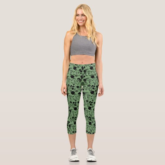 Leggings Capri Fleurs sur net 01.wx4 vert BG (Recto)
