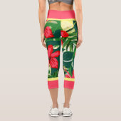 Leggings Capri Fleurs tropicales et feuilles (Verso)