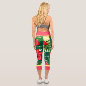 Leggings Capri Fleurs tropicales et feuilles (Verso)