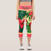 Leggings Capri Fleurs tropicales et feuilles (Recto)