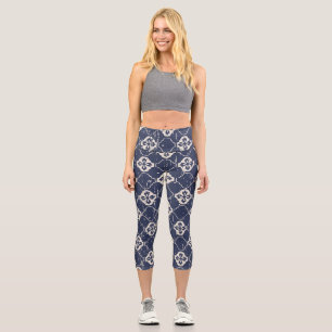 Leggings Capri Fleurs usées : Vintage sans joint