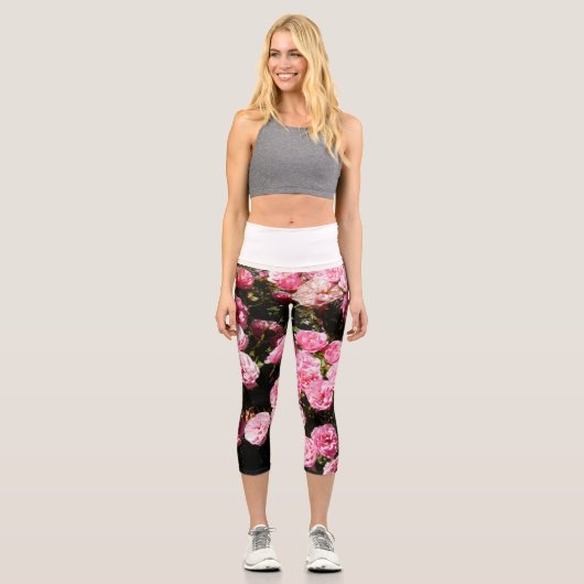 Leggings Capri Fleurs Ver 1 Capris Haut Taille (Recto)
