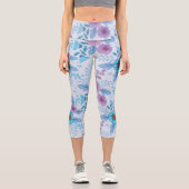 Leggings Capri Fleurs violettes et bleues (Recto)