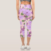 Leggings Capri Fleurs Violettes, Modèle Floral, Motif De Fleurs (Verso)