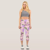 Leggings Capri Fleurs Violettes, Modèle Floral, Motif De Fleurs (Recto)