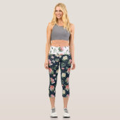 Leggings Capri floraison printanière de minuit (Recto)