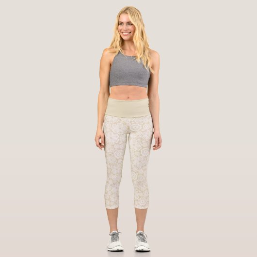 Leggings Capri Floral beige (Recto)