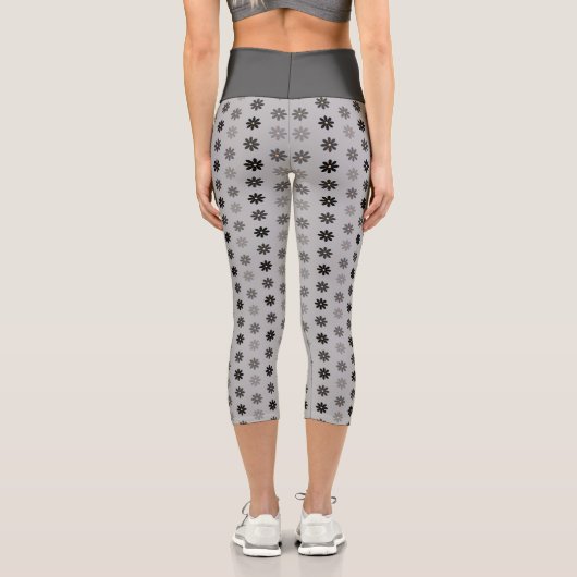 Leggings Capri Floral Black Pattern (Verso)