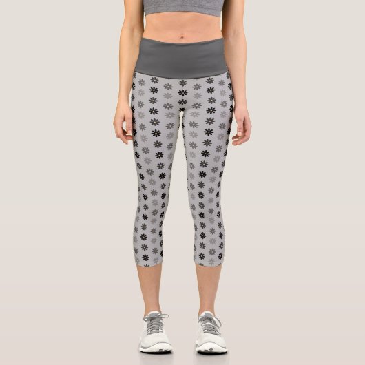 Leggings Capri Floral Black Pattern (Recto)