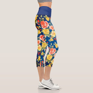 Leggings Capri Floral Blue Dainty