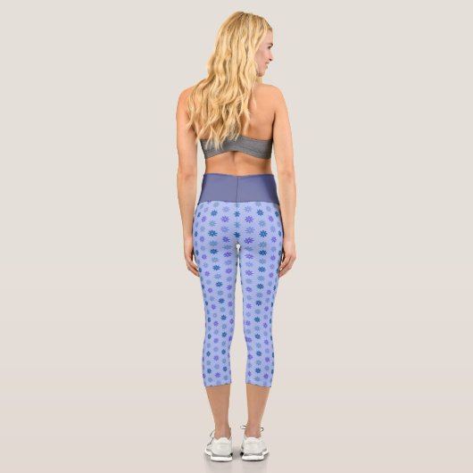 Leggings Capri Floral Blue Pattern (Verso)