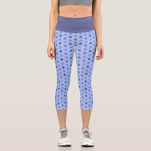 Leggings Capri Floral Blue Pattern (Recto)
