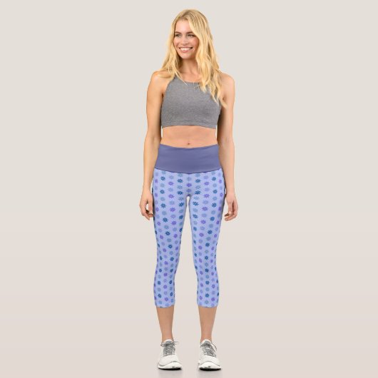 Leggings Capri Floral Blue Pattern (Recto)