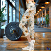 Leggings Capri Floral Breeze Motif aux tons terre