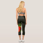 Leggings Capri Floral orange vif avec nom personnalisé (Verso)