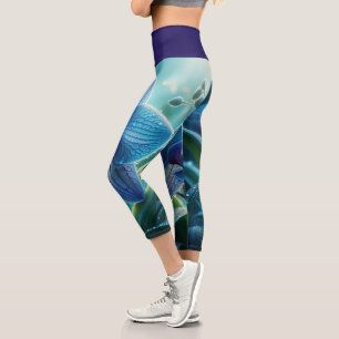 Leggings Capri Floral orchidée bleue
