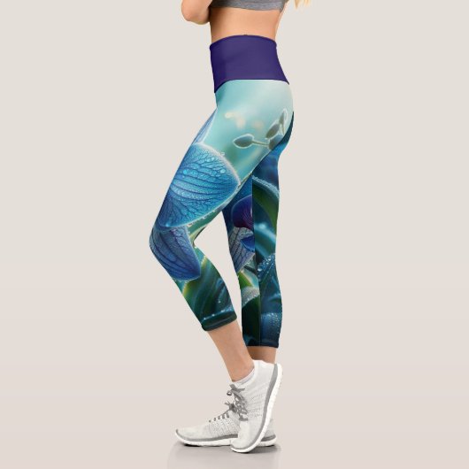 Leggings Capri Floral orchidée bleue (Gauche)