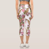 Leggings Capri Floral printanier en rose, vert olive (Verso)