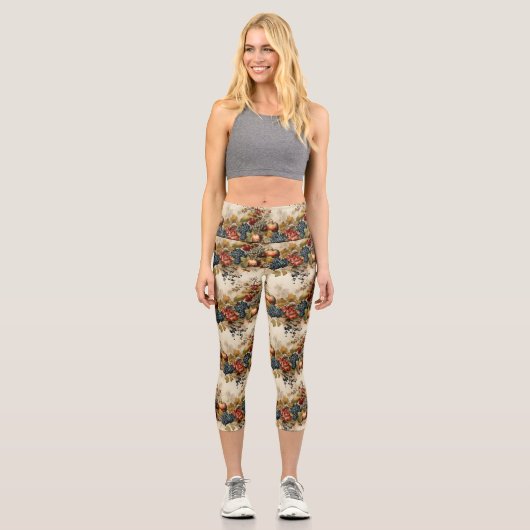 Leggings Capri Floral Thanksgiving Motif Vintage (9) (Recto)