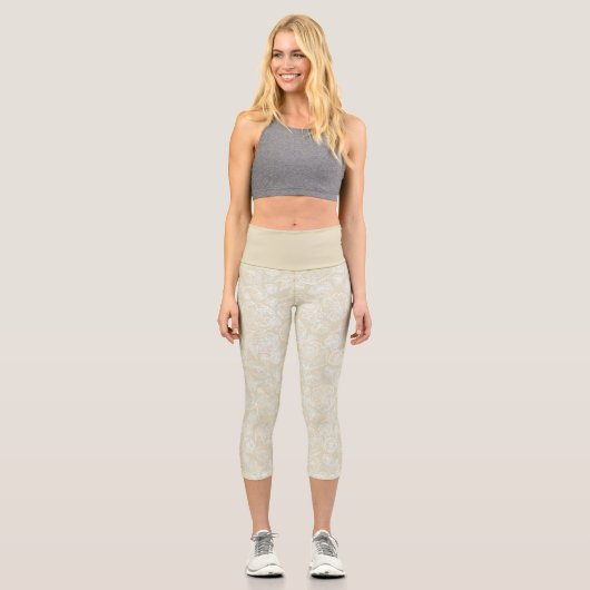 Leggings Capri Flore de crème (Recto)